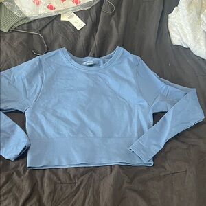 Aerie Blue Long Sleeve Crop Top